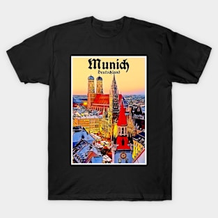 Munich Deutschland Vintage Travel and Tourism Advertising Print T-Shirt